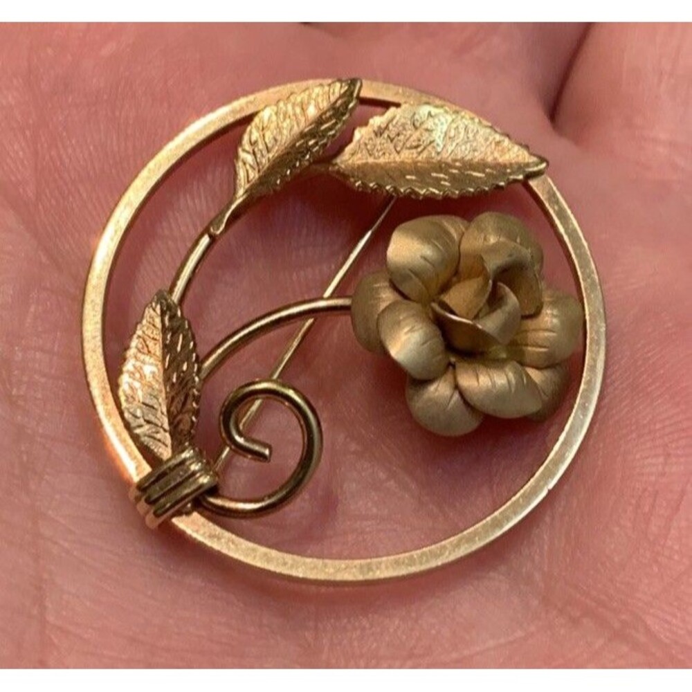 Vintage Amco 14K Gold Filled Rose Flower Brooch Pin